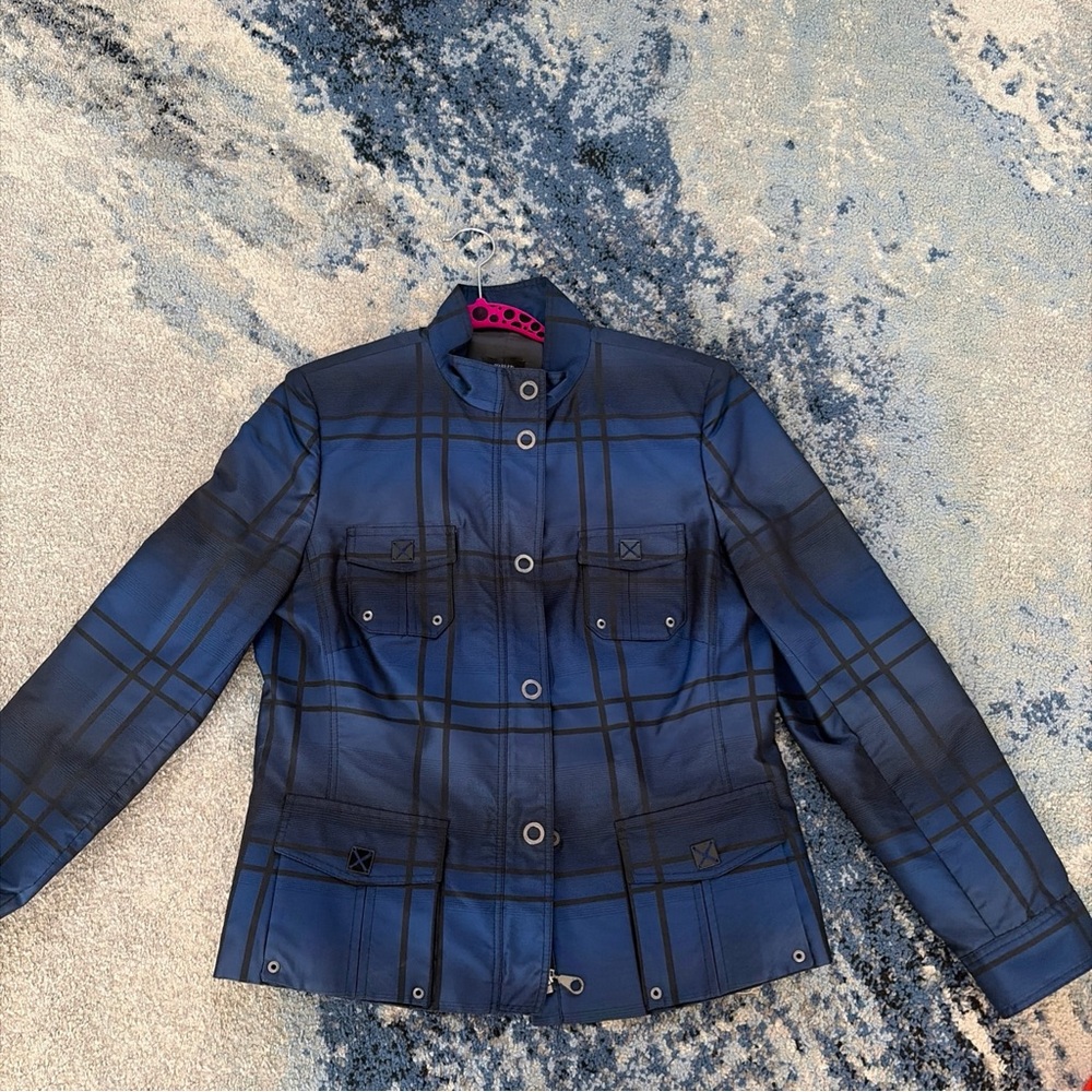 Basler Navy Checkered Blazer